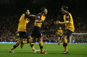 Arshavin's Hat-Trick: Nasri and Fabregas in Triumphant Celebration vs. Liverpool (4-4), 2009