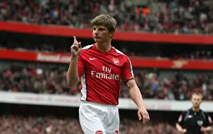 Arsenal V Fulham 2009-10 Prints: Arshavin's Stunner: Arsenal's First Goal in 4:0 Thrashing of Fulham