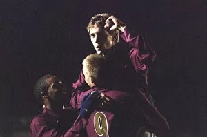 Images Dated 15th November 2005: Arturo Lupoli celebrates scoring Arsenals 2nd with Nicklas Bendtner and Jay Simpson