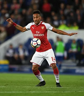 Leicester City V Arsenal 2017-18 Prints: Aubameyang in Action: Arsenal vs Leicester City, Premier League 2017-18