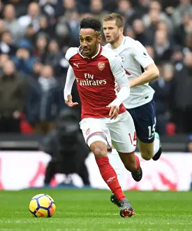 Tottenham Hotspur V Arsenal 2017-18 Prints: Aubameyang in Action: Arsenal vs. Tottenham Premier League Rivalry, 2017-18