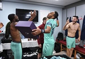 Images Dated 12th May 2019: Aubameyang Celebrates Golden Boot Win: Burnley vs. Arsenal (2018-19)