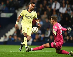 West Bromwich Albion V Arsenal - Carabao Cup 2021-22 Prints: Aubameyang Chips Over Palmer: Arsenal's Carabao Cup Victory at West Bromwich Albion