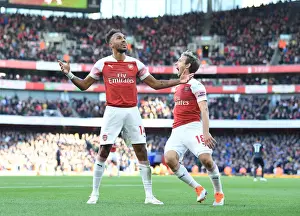 Aubameyang and Monreal Celebrate Arsenal's Second Goal (2018-19)