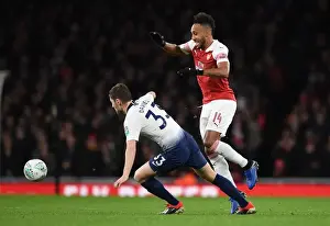Arsenal V Tottenham Hotspur Carabao Cup 2018-19 Prints: Aubameyang Outmaneuvers Davies in Carabao Cup Quarterfinal Clash