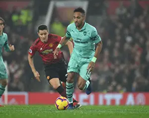 Manchester United V Arsenal 2018-19 Prints: Aubameyang Outsmarts Herrera: Premier League Battle - Arsenal vs Manchester United
