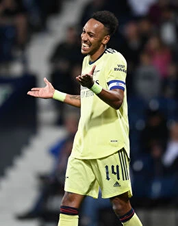 Images Dated 25th August 2021: Aubameyang Scores Brace: Arsenal Advance in Carabao Cup against West Bromwich Albion