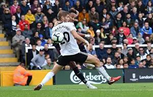 Fulham V Arsenal 2018-19 Prints: Aubameyang Scores Fourth Goal Against Fulham Amid Defensive Pressure