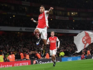 Arsenal v Aston Villa 2021-22 Collection: Aubameyang Scores His Second: Arsenal's Victory over Aston Villa (2021-22 Premier League)