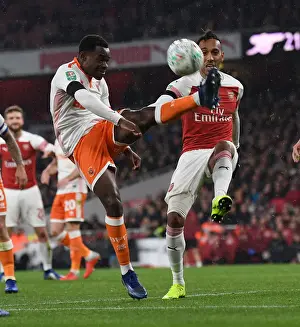 Arsenal V Blackpool Carabao Cup 2018-19 Prints: Aubameyang vs Bola: Intense Battle at Emirates Stadium - Arsenal vs Blackpool