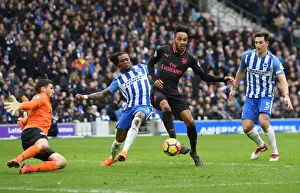 Aubameyang vs Bong: Intense Moment from Brighton vs Arsenal Premier League Clash