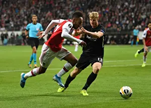 Eintracht Frankfurt V Arsenal 2019-20 Prints: Aubameyang vs. Hinteregger: Clash in the Europa League between Eintracht Frankfurt and Arsenal FC