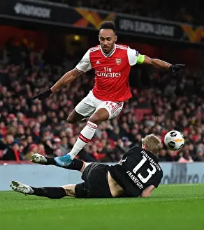 Arsenal V Eintracht Frankfurt 2019-20 Prints: Aubameyang vs. Hinteregger: A Europa League Battle at the Emirates