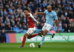 Arsenal V Manchester City - Carabao Cup Final 2018 Prints: Aubameyang vs. Kompany: Clash at the Carabao Cup Final