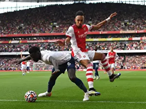 Arsenal V Tottenham Hotspur 2021-22 Prints: Aubameyang vs. Sanchez: Intense Rivalry Erupts in Arsenal vs. Tottenham Clash