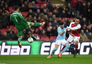 Arsenal V Manchester City - Carabao Cup Final 2018 Prints: Aubameyang vs. Walker