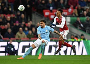 Arsenal V Manchester City - Carabao Cup Final 2018 Prints: Aubameyang vs. Walker: Clash at the Carabao Cup Final