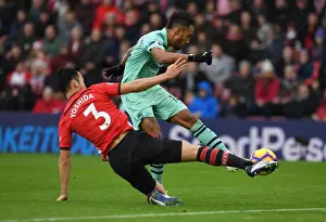 Southampton V Arsenal 2018-19 Prints: Aubameyang vs Yoshida: Intense Moment at Southampton's St Marys Stadium - Premier League 2018-19