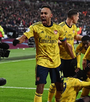 Images Dated 9th December 2019: Aubameyang's Brace: Arsenal's Victory over West Ham United in Premier League (December 2019)