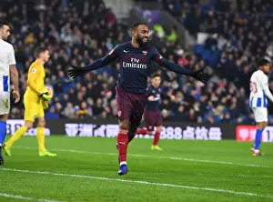 Brighton And Hove Albion V Arsenal 2018-19 Prints: Aubameyang's Last-Minute Drama: Arsenal Snatch Victory from Brighton in Premier League Thriller