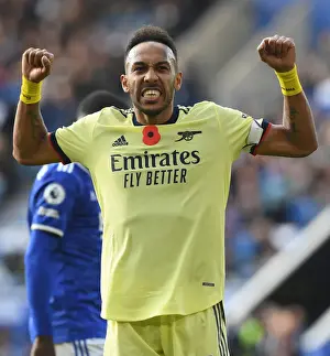 Leicester City V Arsenal 2021-22 Prints: Aubameyang's Last-Minute Stunner: Arsenal Snatch Dramatic Victory over Leicester City in the Premier League