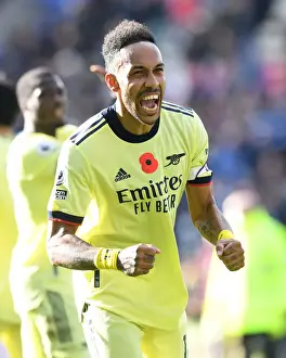 Leicester City V Arsenal 2021-22 Prints: Aubameyang's Thriller: Arsenal's Dramatic Comeback Victory over Leicester City in the Premier League 2021-22