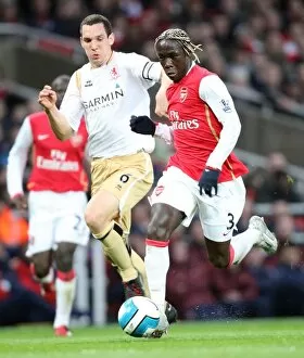 Images Dated 15th March 2008: Bacary Sagna (Arsenal) Emmanuel Pogatetz (Boro)