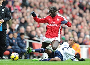Arsenal v Aston Villa 2009-10 Collection: Bacary Sagna (Arsenal) Luke Young (Aston Villa). Arsenal 3: 0 Aston Villa