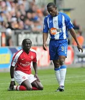 Images Dated 18th April 2010: Bacary Sagna (Arsenal) Maynor Figueroa (Wigan). Wigan Athletic 3: 2 Arsenal