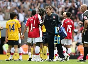 Images Dated 16th August 2008: Bacary Sagna and Arsenal physio Colin Lewin