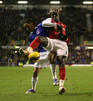 Everton V Arsenal 2007-08 Prints: Bacary Sagna (Arsenal) Steven Pienaar (Everton)