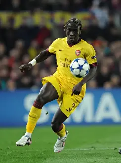 Barcelona V Arsenal 2010-11 Prints: Bacary Sagna at Camp Nou: Arsenal's Defiant Performance in Barcelona's 3