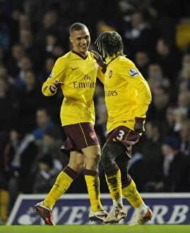 Leeds United v Arsenal FA Cup 2010-11 Collection: Bacary Sagna celebrates scoring the 2nd Arsenal goal with Kieran Gibbs
