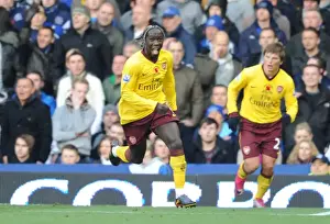 Bacary Sagna celebrates scoring the first Arsenal goal. Everton 1: 2 Arsenal