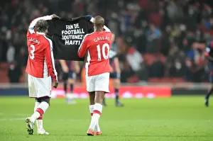 Arsenal V Bolton 2009-10 Prints: Bacary Sagna and William Gallas (Arsenal) show a tribute to the Haiti victims