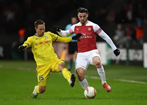 BATE Borisov V Arsenal 2018-19 Prints: BATE Borisov vs. Arsenal: Sead Kolasinac Faces Off Against Maksim Skavysh in Europa League Clash
