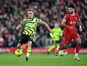 Liverpool V Arsenal 2023-24 Prints: Battle at Anfield: Trossard vs. Szoboszlai - Igniting the Premier League Rivalry (2023-24)