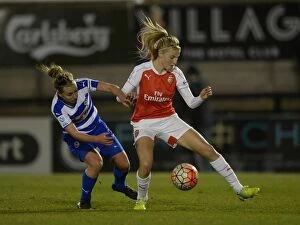 Images Dated 23rd March 2016: Battle of the Midfield: Leah Williamson vs. Rebecca Jane in Arsenal Ladies vs