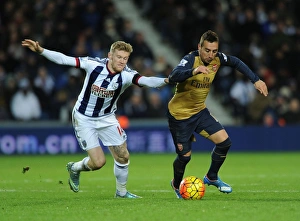 West Bromwich Albion V Arsenal 2015-16 Prints: Battle in the Midfield: Santi Cazorla vs