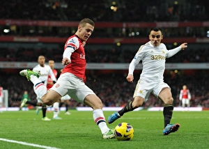 Arsenal V Swansea 2012-13 Prints: Battle for Midfield Supremacy: Jack Wilshere vs