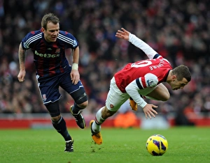 Arsenal V Stoke City 2012-13 Prints: Battle in the Midfield: Wilshere vs