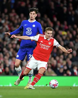 Arsenal V Chelsea 2022-23 Prints: Battle for Possession: Odegaard vs