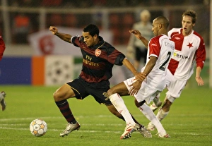 Slavia Prague V Arsenal 2007-8 Prints: The Battle of Wings: Walcott vs
