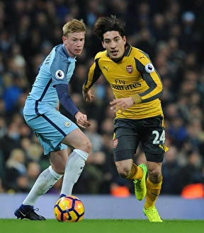 Manchester City V Arsenal 2016-17 Prints: Bellerin Battles Past De Bruyne: Manchester City vs. Arsenal, Premier League 2016-17