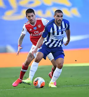 Bellerin Clashes with Maupay: Intense Moment from Brighton vs. Arsenal Premier League Match (2019-20)