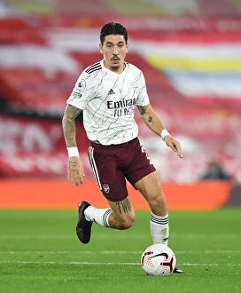 Images Dated 29th September 2020: Bellerin Faces Empty Anfield: Arsenal vs. Liverpool, 2020-21 Premier League