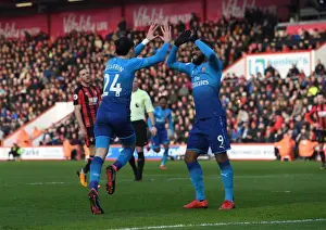 AFC Bournemouth V Arsenal 2017-18 Prints: Bellerin and Lacazette Celebrate Goal: AFC Bournemouth vs Arsenal, Premier League 2017-18