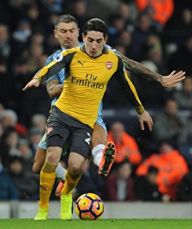 Manchester City V Arsenal 2016-17 Prints: Bellerin Outpaces Kolarov: Manchester City vs