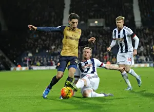 West Bromwich Albion V Arsenal 2015-16 Prints: Bellerin vs. Fletcher: Intense Tackle in West Bromich Albion vs