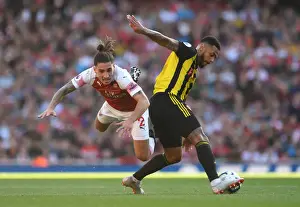 Arsenal V Watford 2018-19 Prints: Bellerin vs. Gray: An Intense Arsenal-Watford Clash at the Emirates